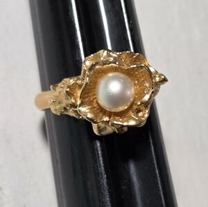 vintage Sarah Coventry "Golden Nest" ring from 1975, Sz 7 Adjustable